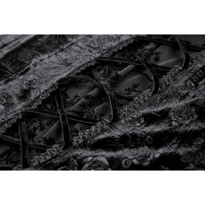 Close-up of the intricate lace design and flared sleeve detail of the Dark In Love Alora Off Shoulder Dress, ideal for luxurious occasions.