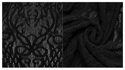 Model wearing the Punk Rave Ansley Fitted Mesh Dress, elegantly styled for an enchanting evening look with a bold open back.