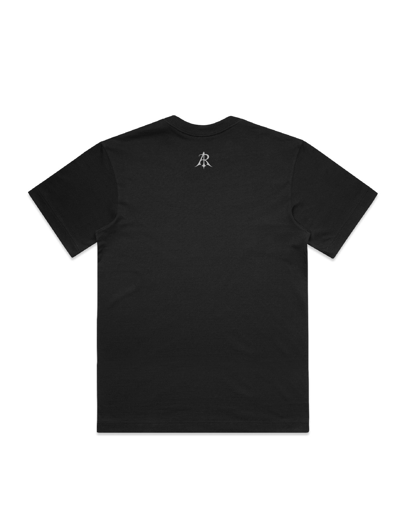 Detailed view of the construction features of Anchor and Rose Apparel's oversized box t-shirt, including twin stitching and wide neck ribbing.
