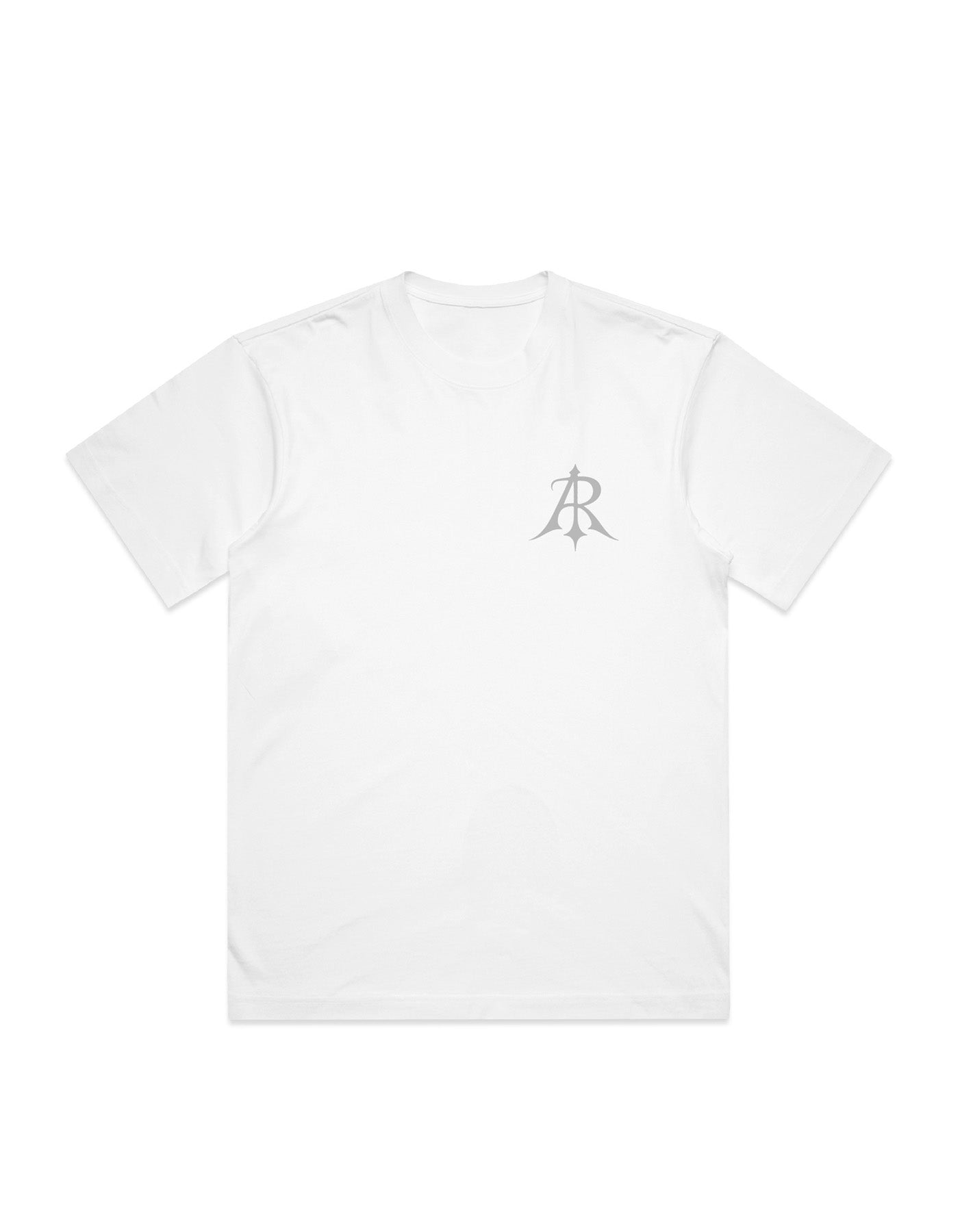 Crest Box T-Shirt displayed in various sizes from SML to 3XL, crafted by Anchor and Rose Apparel, highlighting its premium heavyweight cotton for a timeless and fashionable look.