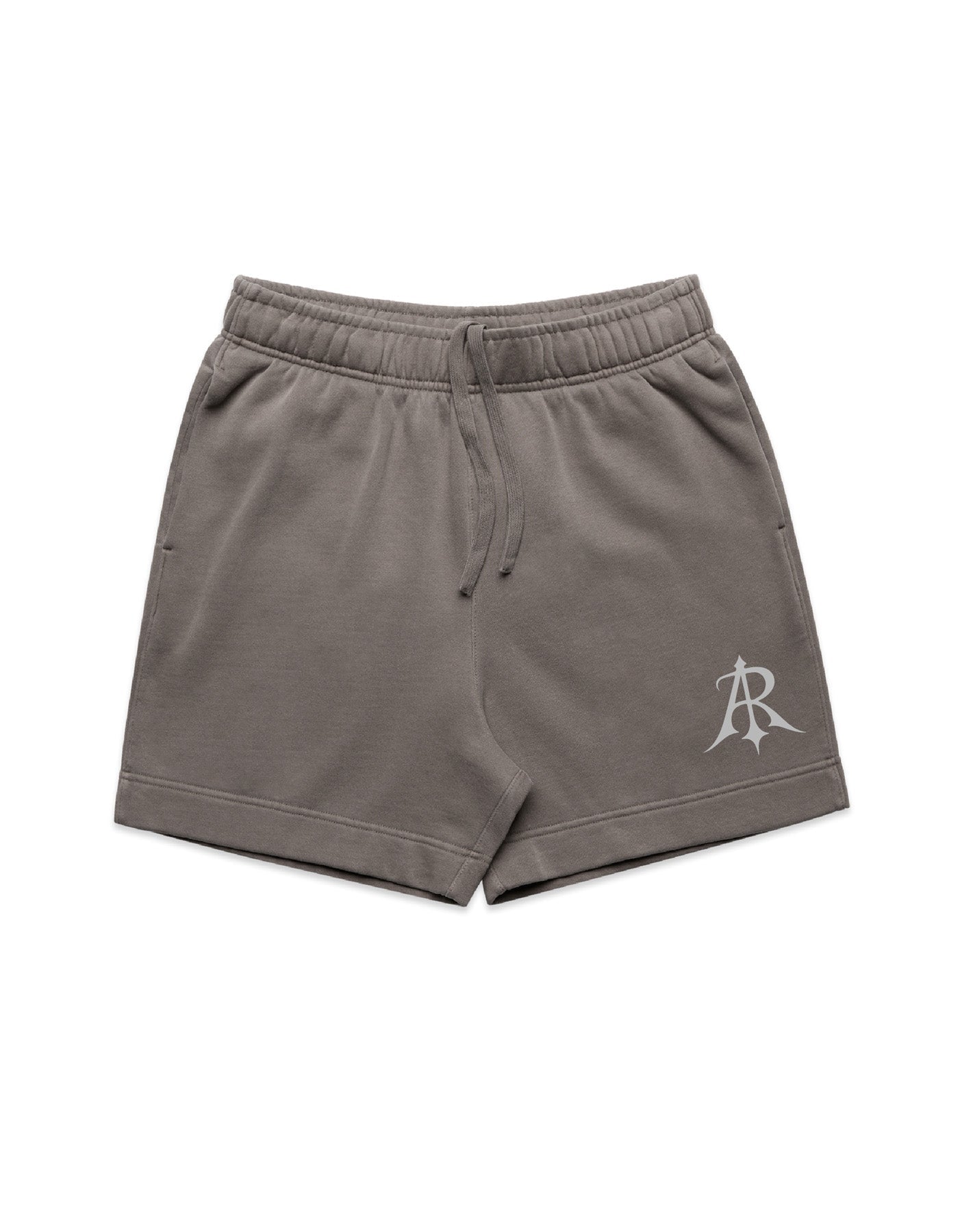 Crest Relaxed Faded Sweat Shorts by Anchor and Rose Apparel, showcasing mid weight cotton blend fabric, elastic waistband, and side pockets in a luxurious relaxed fit.