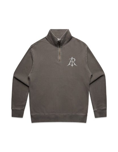 Anchor and Rose Apparel's Crest Faded Relaxed Half Zip Sweater, available in sizes S-3XL, crafted from a luxurious 80% cotton and 20% recycled polyester blend.