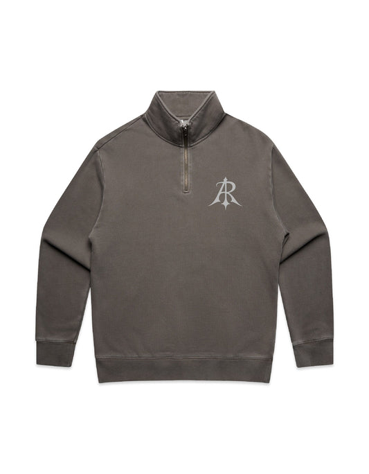 Anchor and Rose Apparel's Crest Faded Relaxed Half Zip Sweater, available in sizes S-3XL, crafted from a luxurious 80% cotton and 20% recycled polyester blend.