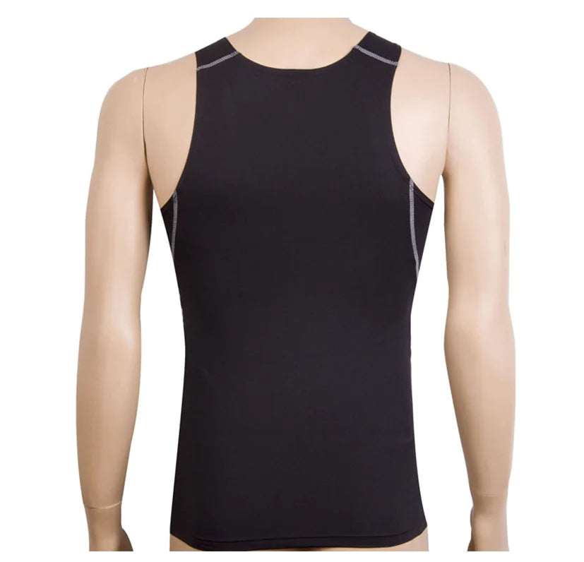 Sophisticated Men's Premium Compression Training Shirt in black, featuring a sleek back design, suitable for high-intensity workouts.