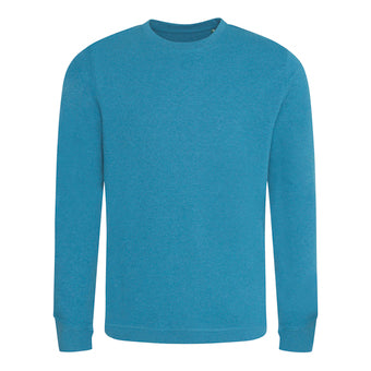 Elegant French terry construction of a sustainable sweatshirt, designed for comfort and style with angled rib details at cuffs and hem.