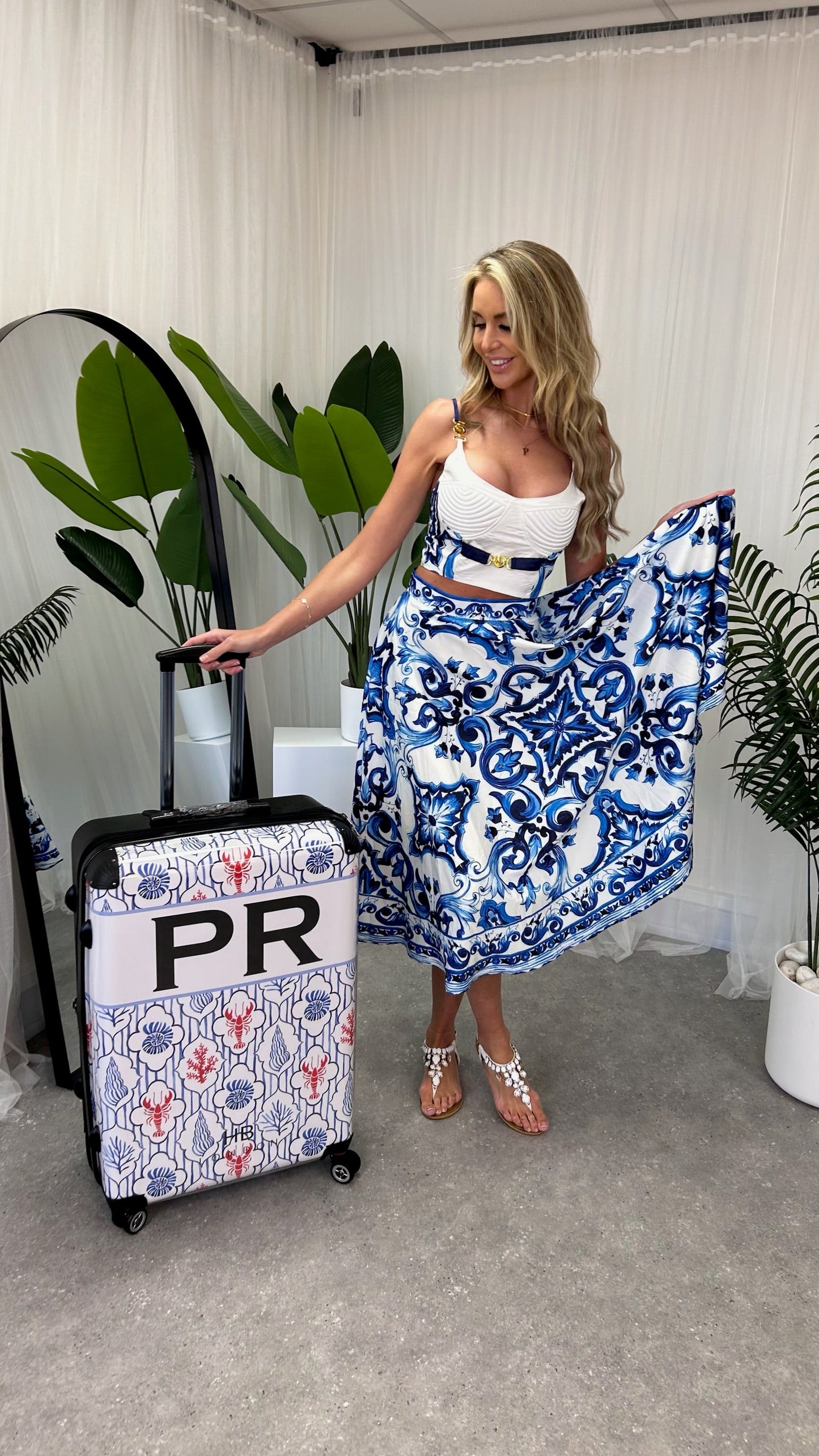 Close-up view of Penelope Bralette Crop Top showcasing the exquisite Luxe Dolce & Gabbana inspired print and elegant design details.