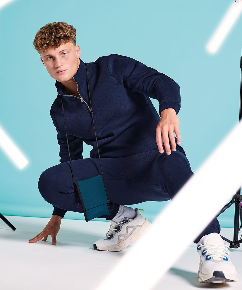 Luxury PVC-Free Recycled Cross Body Pouch showcasing a stylish passport pocket and adjustable neck cord, perfect for eco-conscious travellers.