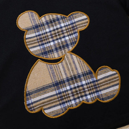 Stylish round neck design of the Luxury Baby Bear Graphic Round Neck Tee and Short Set by Dazzling Dreams Studio, ensuring cute comfort for babies.