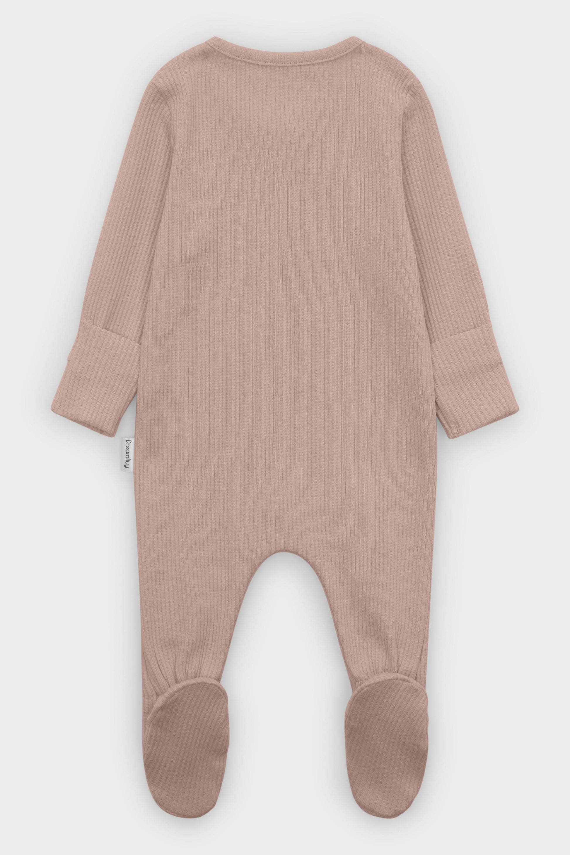 DreamBuy zip sleepsuit for infants aged 0-3 years, crafted in a luxurious velvet mocha fabric for a chic look.