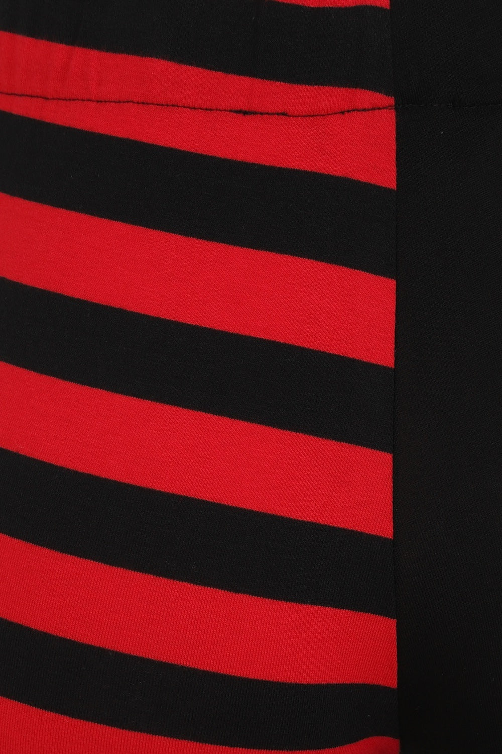 Banned Red Half Black Half Stripes Leggings with Moon Phases Zip Pull - High Waisted, Stretchy Comfort