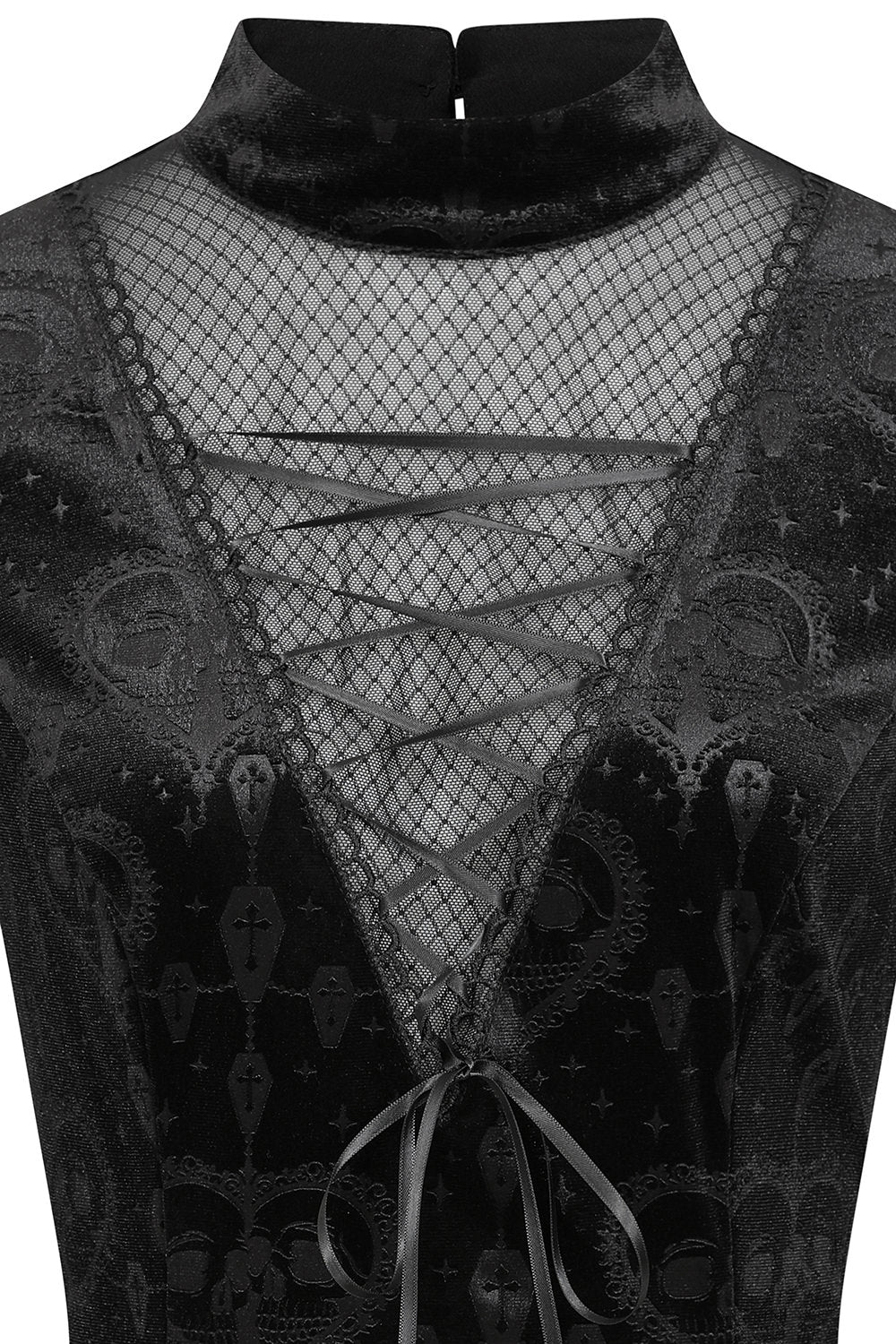 The Banned Lucinda Gothic Dress in various sizes from XS to 4XL, embodying timeless black elegance and gothic charm.