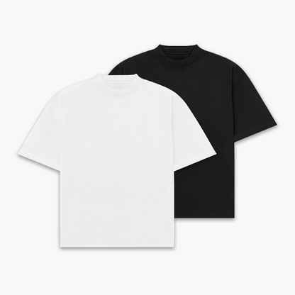 Luxury heavyweight black blank tee from FROST, crafted from premium 305GSM pre-shrunk cotton for a structured fit.