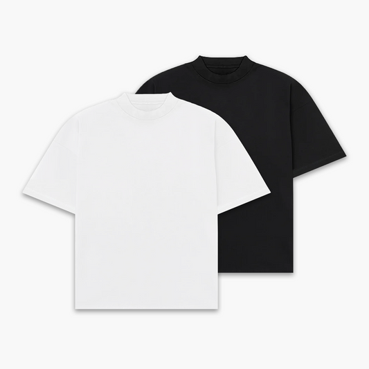 Luxury heavyweight black blank tee from FROST, crafted from premium 305GSM pre-shrunk cotton for a structured fit.