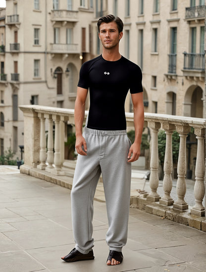 High Elastic Compression T Shirt showcasing its moisture-wicking fabric for a fresh gym experience.