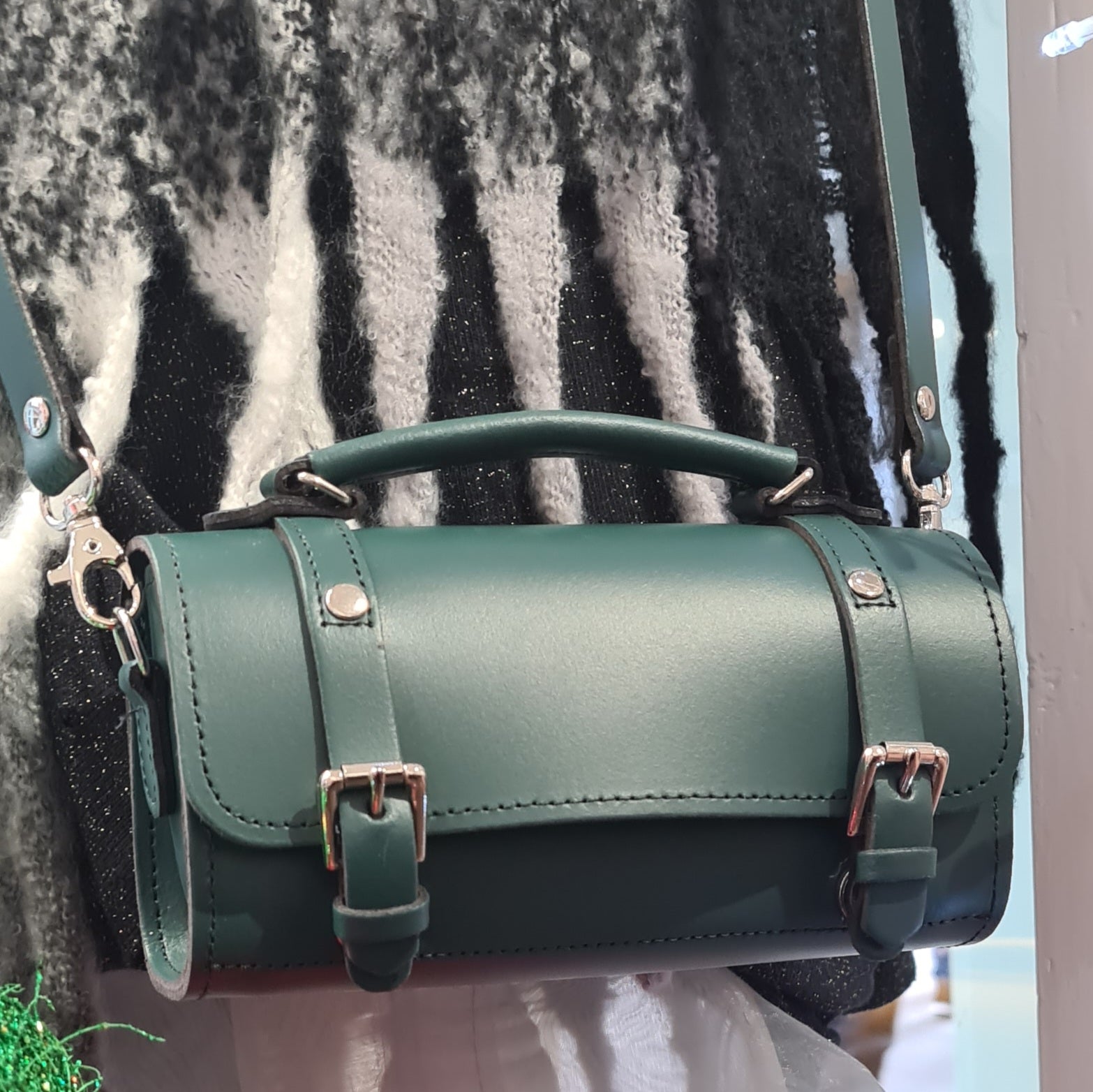 Versatile Zatchels leather bowler bag styled as a chic handbag and crossbody bag, ideal accessory for both casual outings and elegant events.