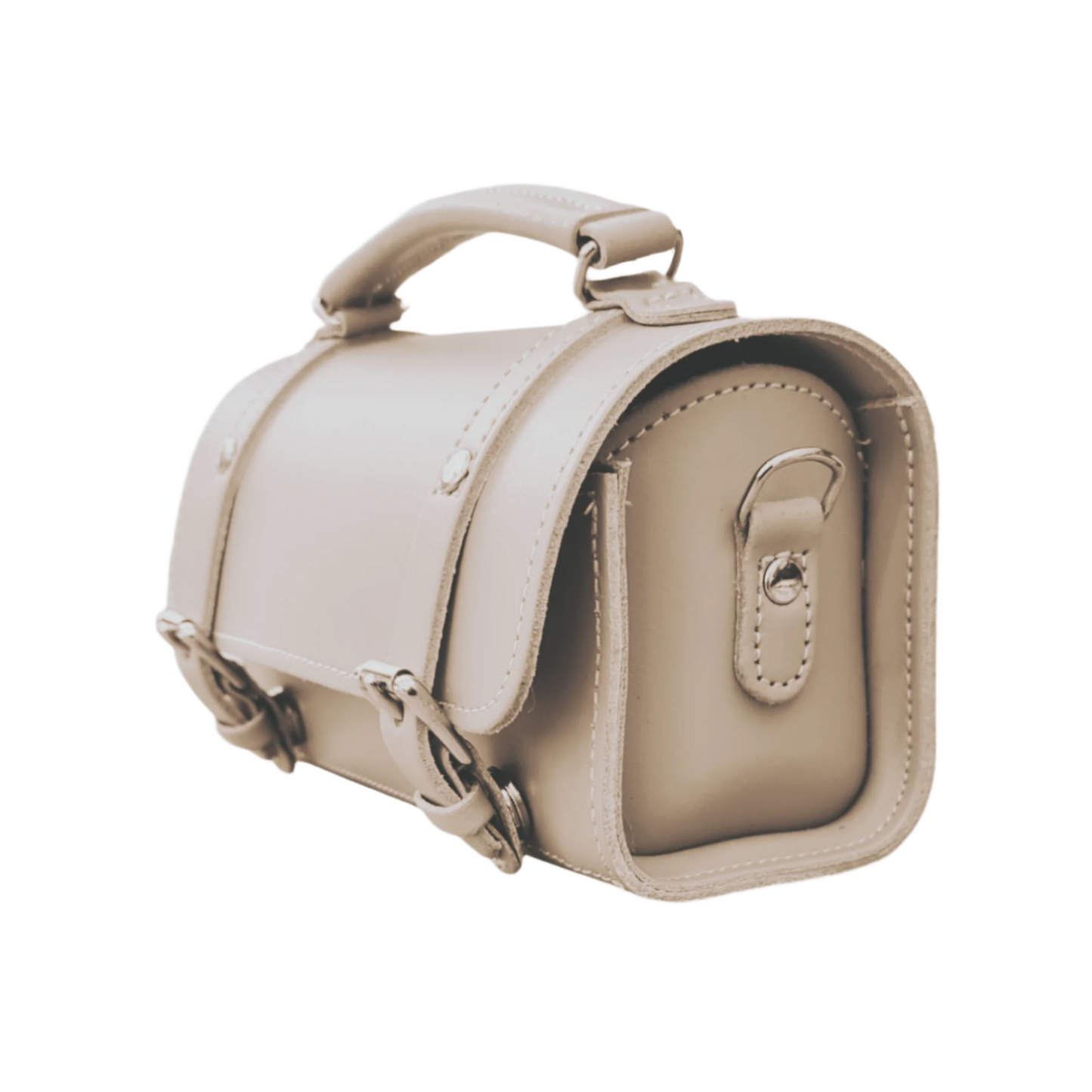 Interior view of the Luxury Handmade Leather Bowler Bag, highlighting its compact size and ample space for essentials, designed for the modern individual seeking both style and practicality.