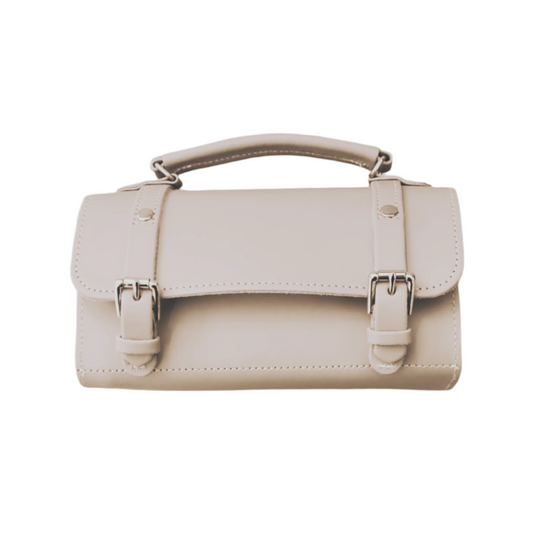 Luxury Handmade Leather Bowler Bag in a stunning Cherry Blossom hue, showcasing its elegant cylindrical design and top handle, perfect for adding a touch of sophistication to any outfit.