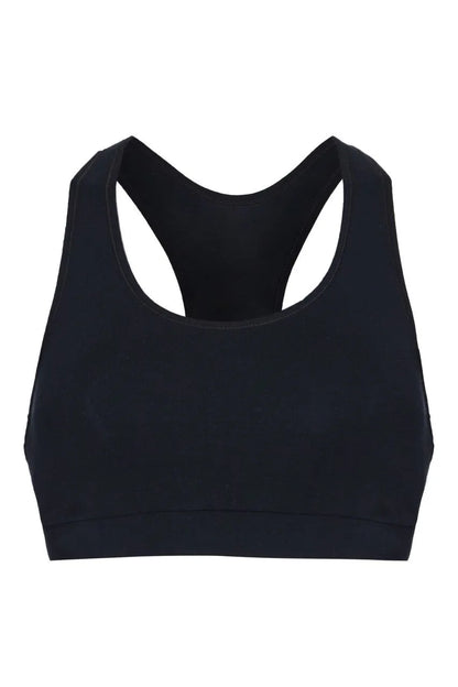 Model wearing a luxury black wireless bralette made from breathable micro modal fabric, designed for ultimate comfort and style.