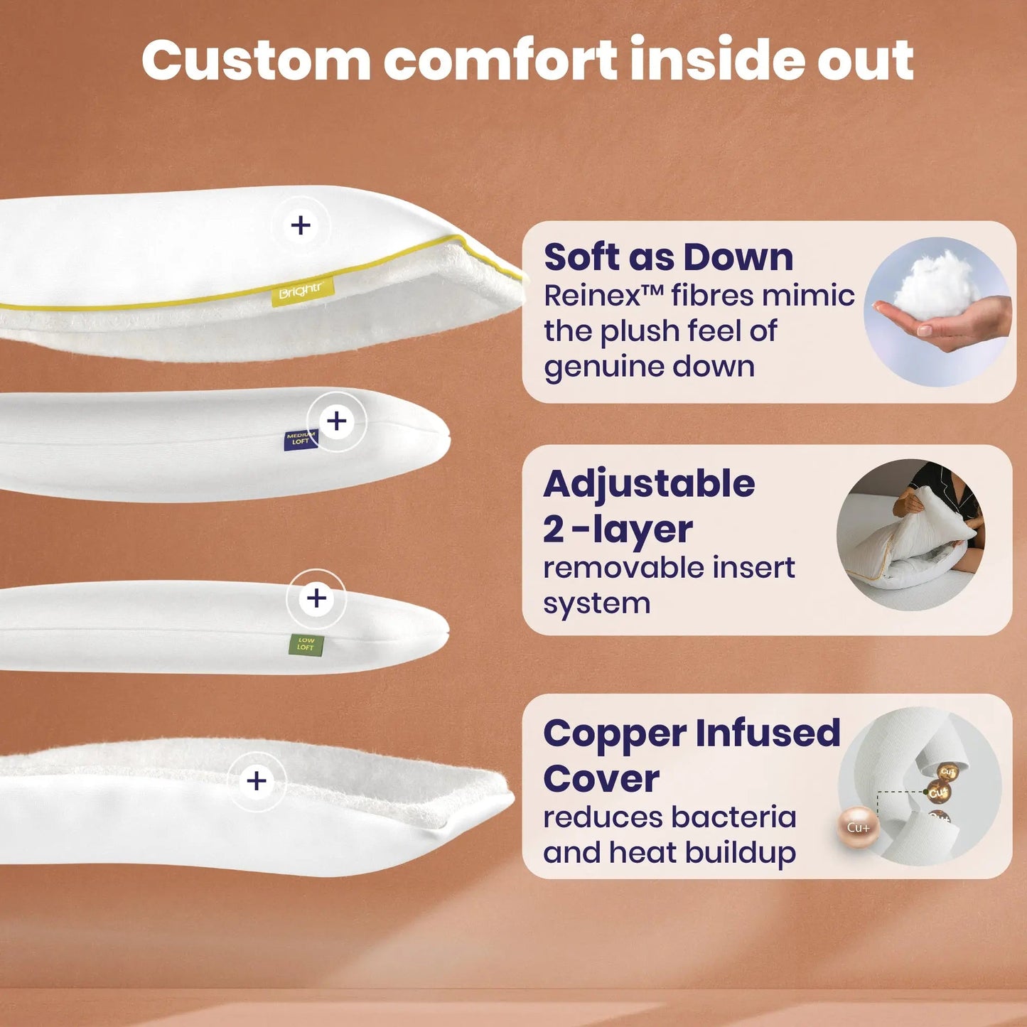 Brightr® sleep nox adjustable pillow double pack
