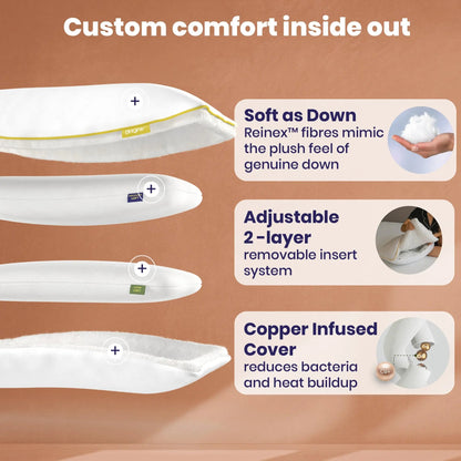 Brightr® sleep nox adjustable pillow double pack
