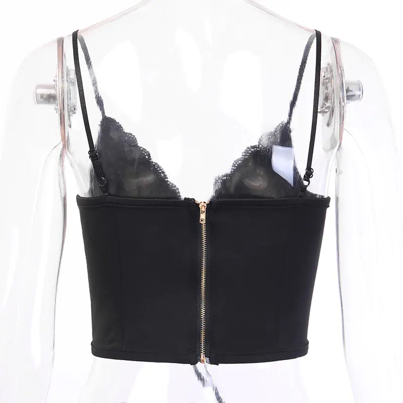 Detailed shot of the luxurious fabric of the Luxury Knit Tank Top with Back Zipper, Lace Straps, conveying quality and comfort.