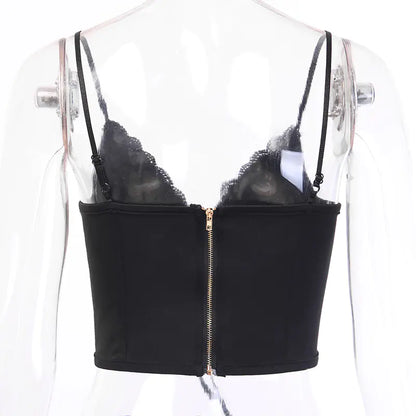 Detailed shot of the luxurious fabric of the Luxury Knit Tank Top with Back Zipper, Lace Straps, conveying quality and comfort.