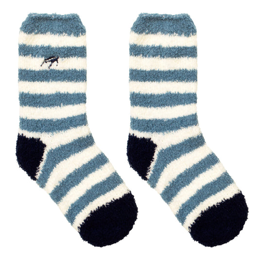 Luxurious Ocean Stripe cosy socks for children, crafted from soft polyester and elastane blend, ideal for chilly days.
