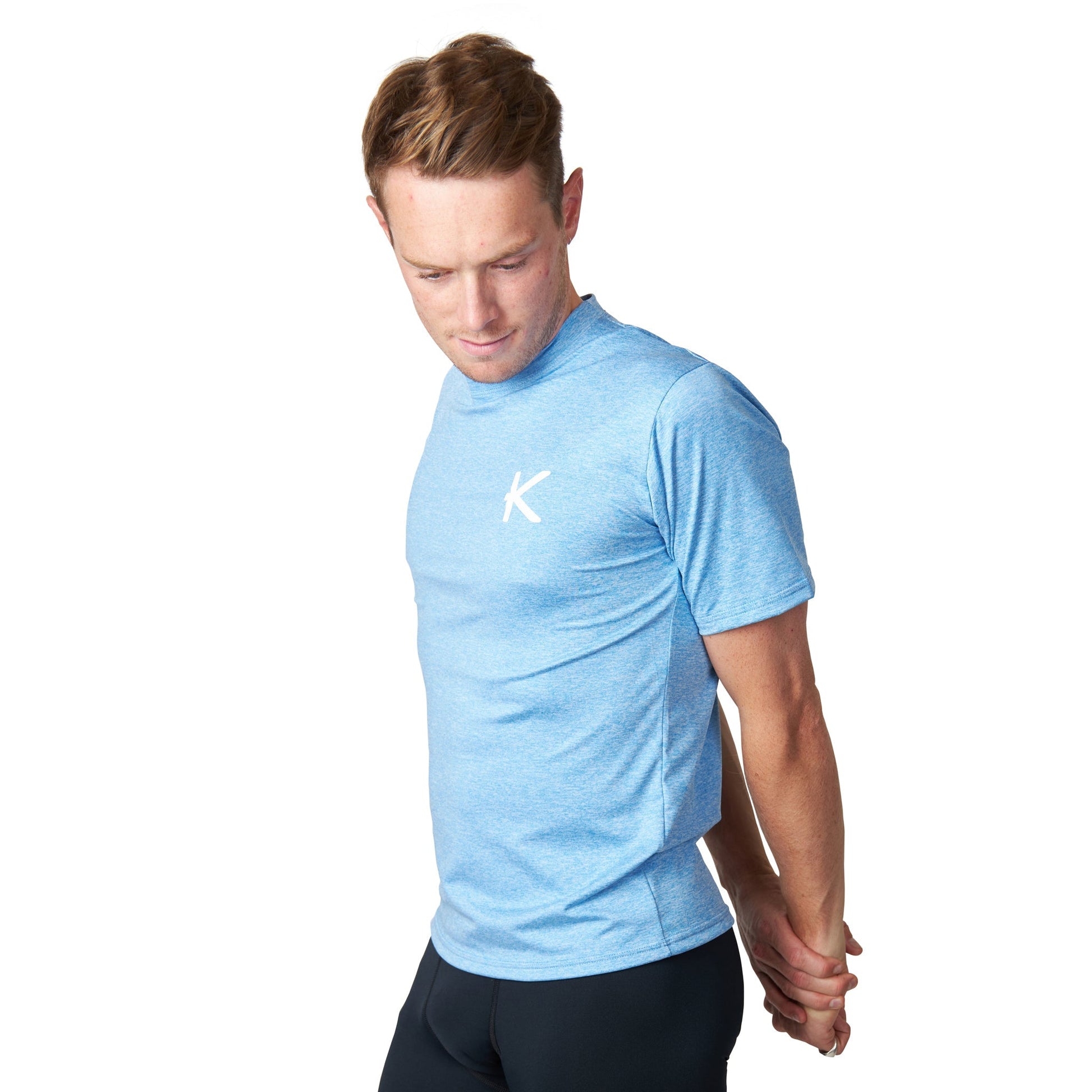 Luxurious KYMIRA Men's Infrared Performance Crew T-Shirt showcasing the ergonomic fit and classic crew neck design, perfect for enhancing athletic performance and recovery.