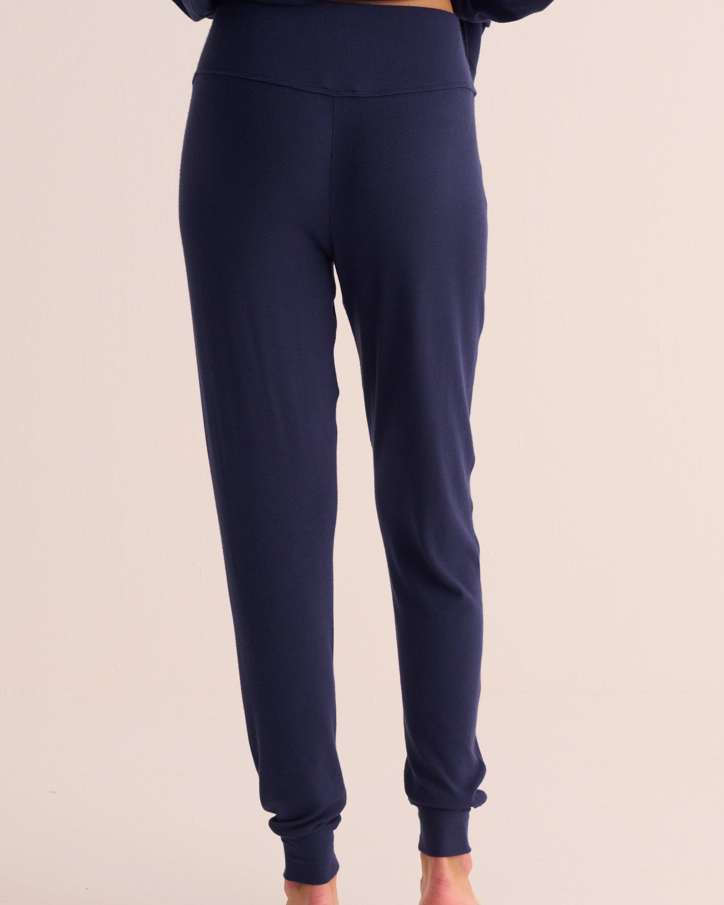 Navy Ribbed Soft Modal Cardigan and Cuffed Leggings Set