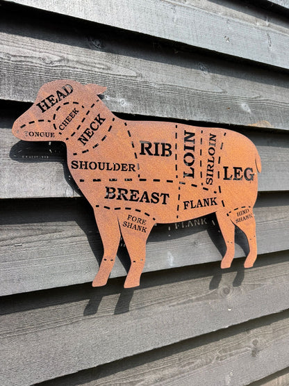 Rusty metal butchers lamb decorations