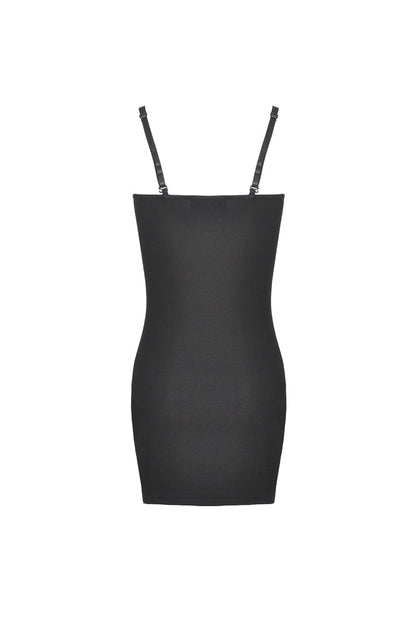 Model showcasing the Dark In Love bodycon dress with adjustable straps, exuding sophistication and grace.