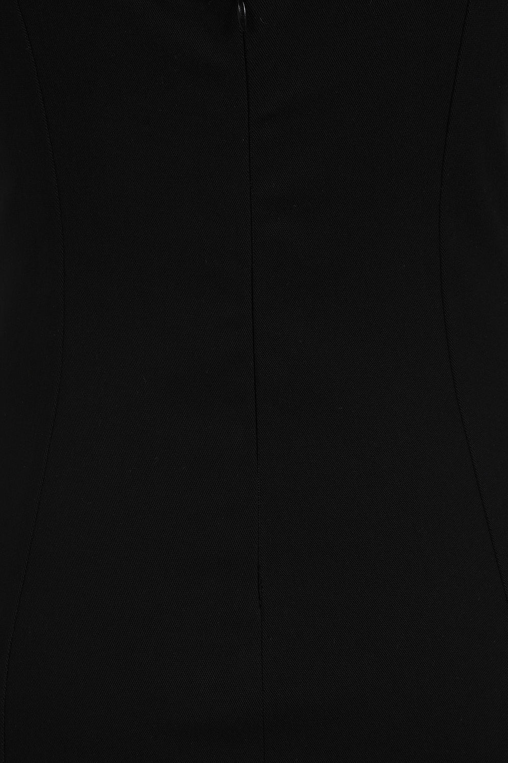 Full view of the Banned Apparel Malvolia Black Zipped Midi Dress with customisable slits, perfect for enhancing your silhouette while maintaining a gothic allure.