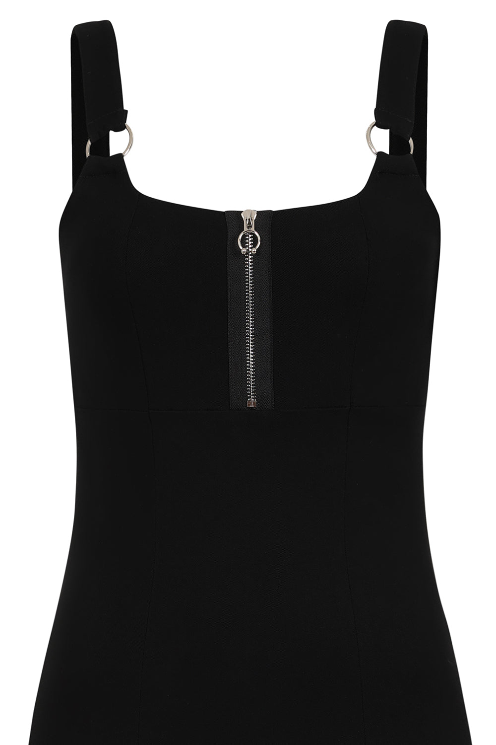 Fashionably styled Banned Apparel Malvolia Black Zipped Midi Dress paired with edgy accessories to exemplify versatility in both grunge and goth fashion.