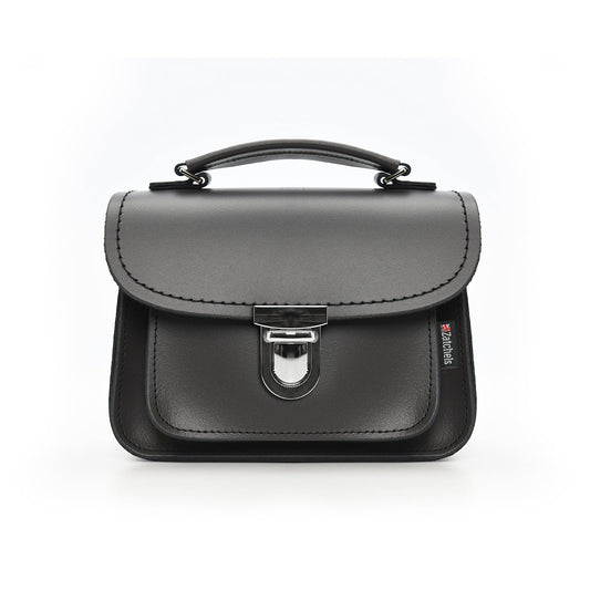 Luna Handmade Graphite Leather Bag featuring a contemporary design with a detachable crossbody strap, showcasing premium craftsmanship and luxurious elegance, perfect for stylish modern women.