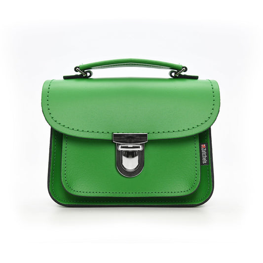 Luna Handmade Leather Bag in Elegant Green showcasing its three styling options: clutch, crossbody, and shoulder, crafted in premium leather by Zatchels.