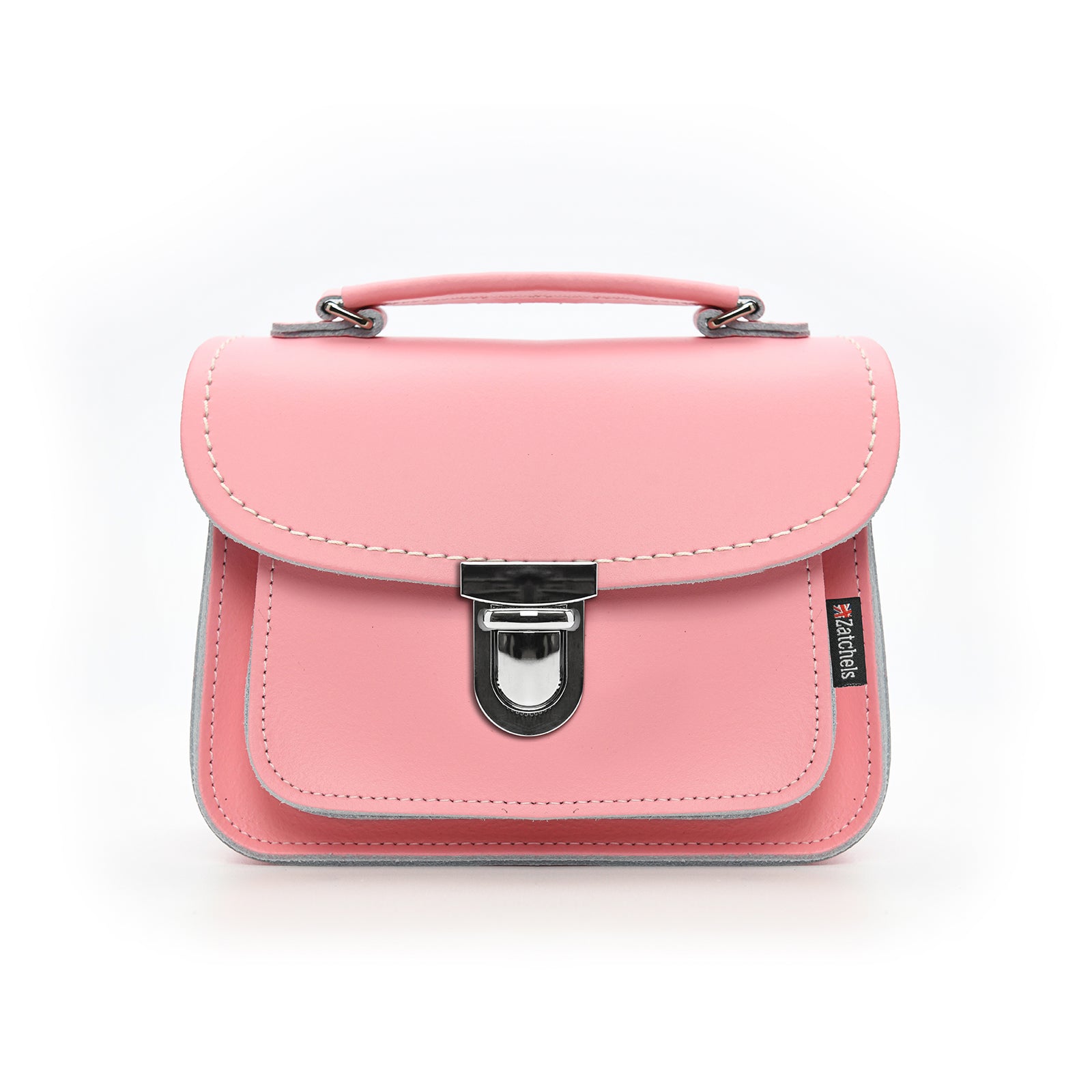 Luxury Luna Handmade Pink Leather Crossbody Bag with Detachable Strap, elegantly designed and crafted in the UK.