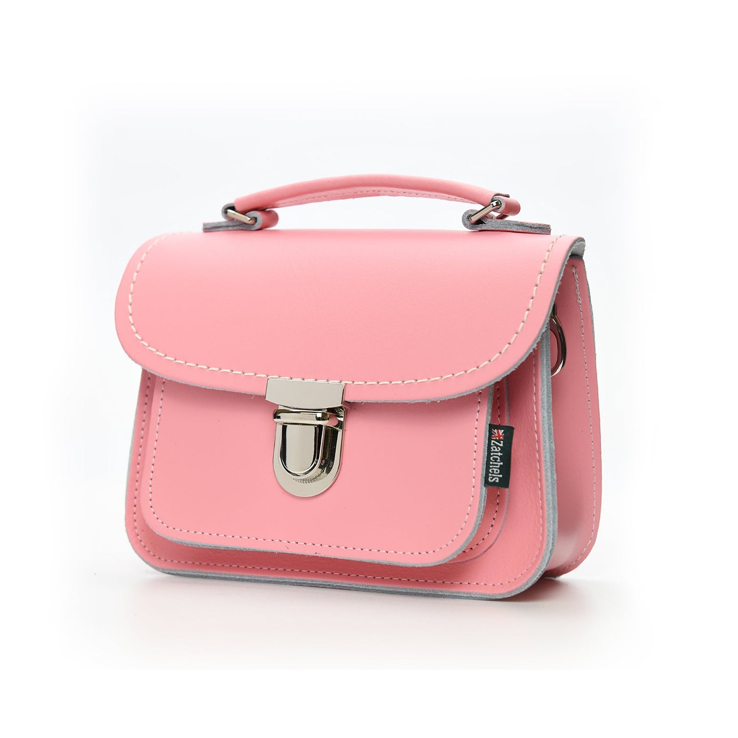 Close-up view of Luna Pink Leather Bag showcasing premium craftsmanship and trendy design details, perfect for stylish accessorizing.