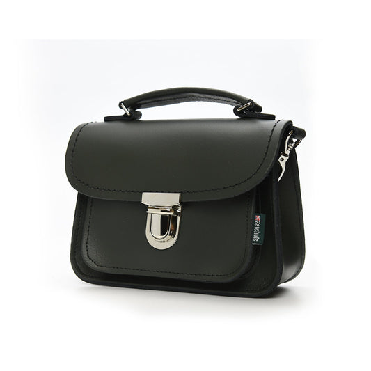 Close-up of the Ivy Green Luna Handmade Leather Bag, highlighting the exquisite craftsmanship and durable high-quality leather, designed for sophistication and practicality.