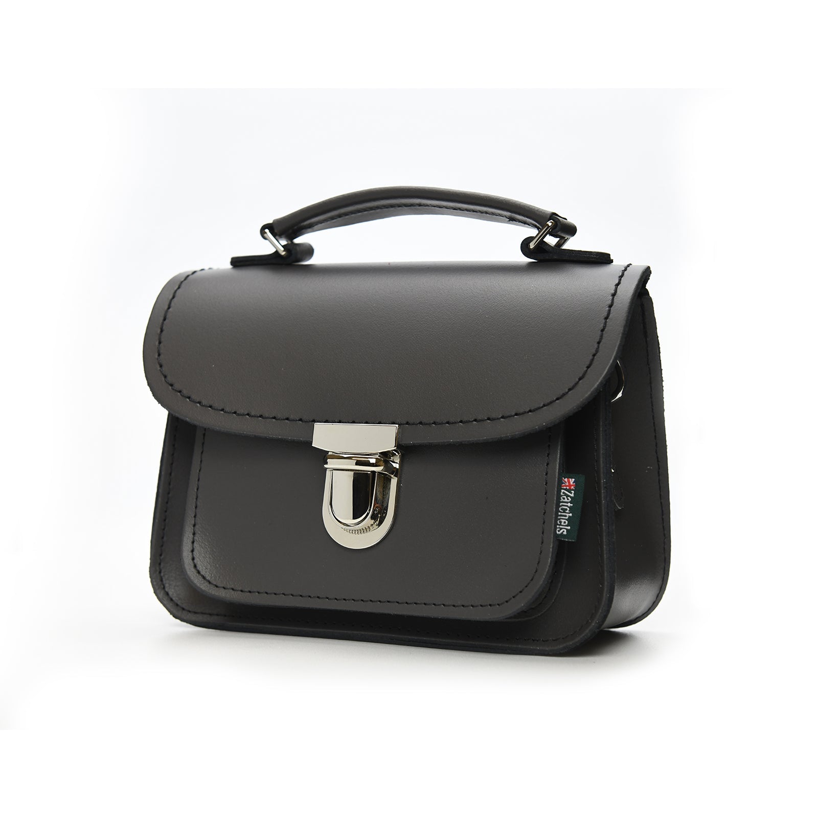 Luna Handmade Graphite Leather Bag showcasing its elegant craftsmanship and stylish design with a detachable crossbody strap, perfect for modern women.