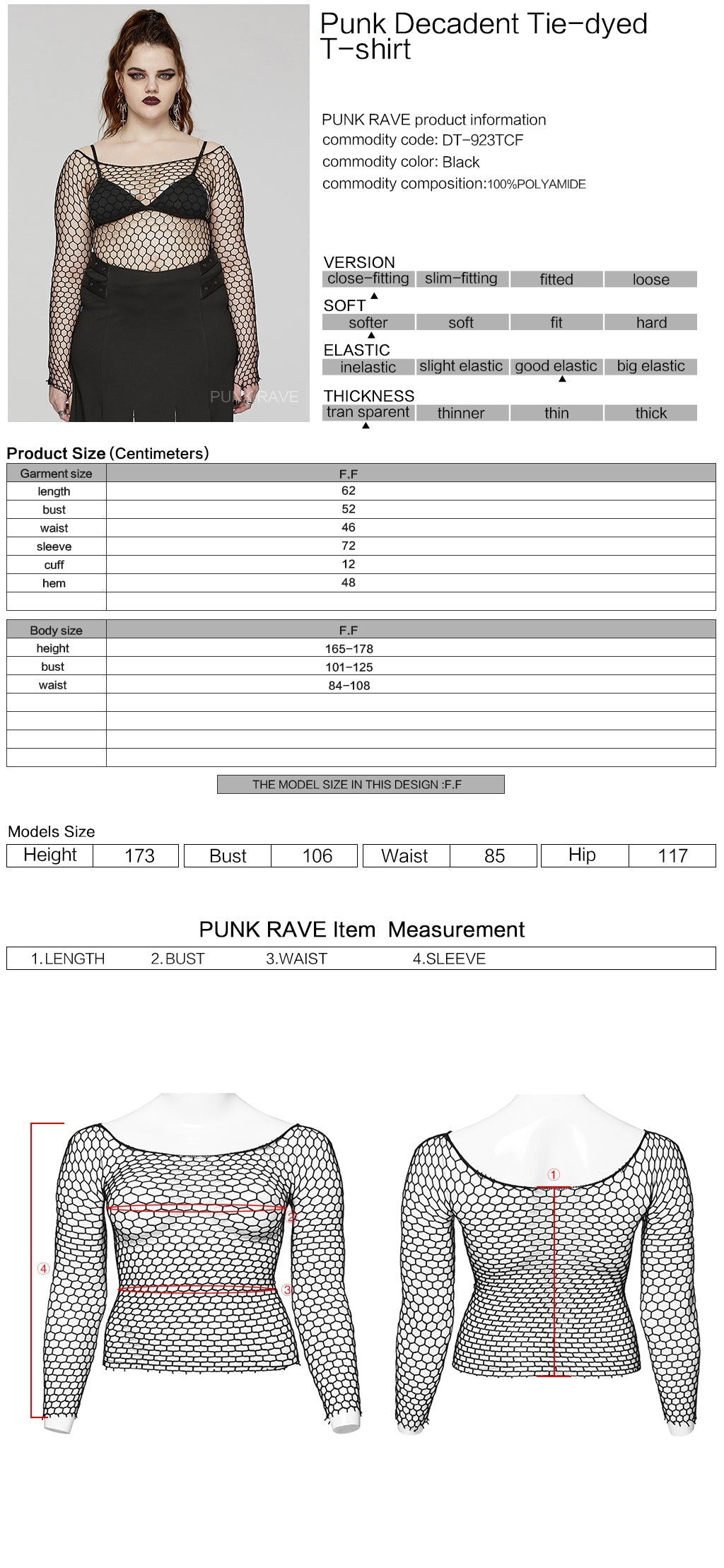 Model wearing the Punk Rave Constance Gothic Long Sleeve Top, embodying gothic elegance in sizes 16-24, with a striking boat neck.