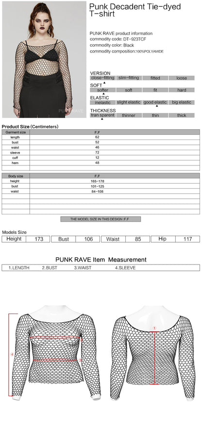 Model wearing the Punk Rave Constance Gothic Long Sleeve Top, embodying gothic elegance in sizes 16-24, with a striking boat neck.