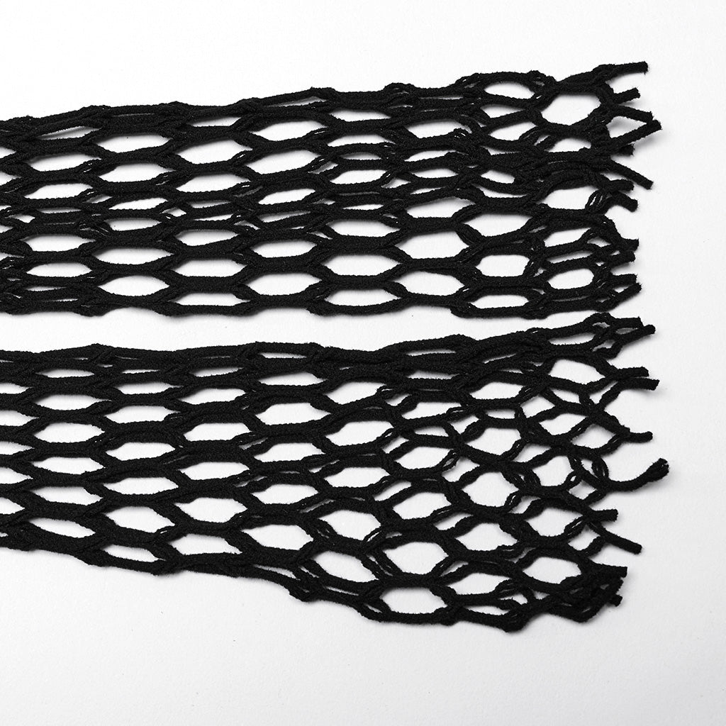 Flat lay of the Punk Rave Constance Gothic Long Sleeve Top in plus sizes 16-24, displaying its unique hex net design and luxurious fabric ideal for gothic-inspired outfits.