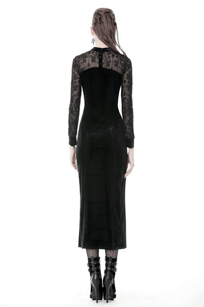 Overall view of the Dark In Love Lilja dress displaying its sophisticated silhouette and elegant long sleeves.