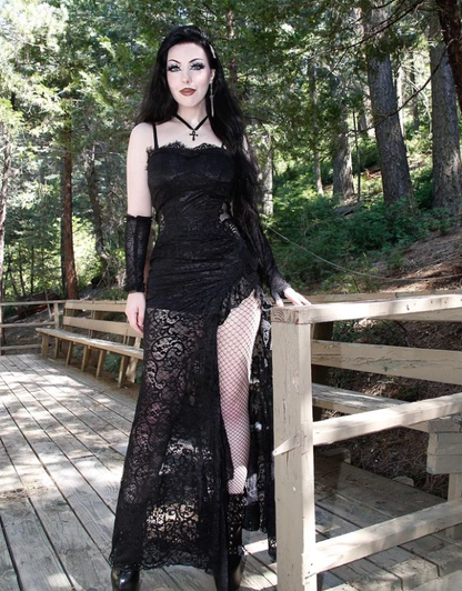 Full-length view of the Dark In Love Naiara Lace Dress, perfect for elegant occasions with its chic design and feminine allure.