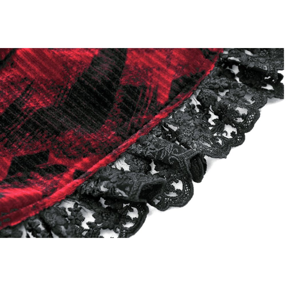 Model wearing the Dark in Love Black and Burgundy Velvet Tatiana Cropped Jacket, styled for a chic and fashionable look.