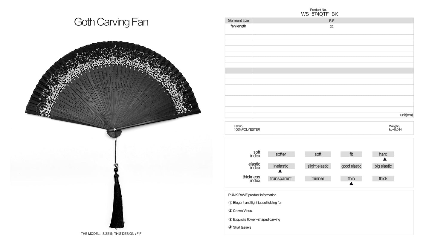 Stylish Punk Rave Delaney Hand Fan featuring a unique skull charm, perfect for fashionable individuals seeking comfort and flair.