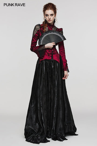 Punk Rave Delaney Elegant Hand Fan with Skull Charm, an exquisite chic accessory, ideal for both gigs and everyday elegance.