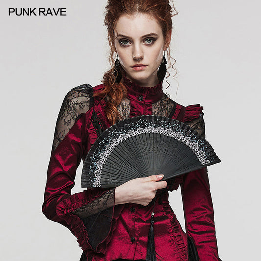 Punk Rave Delaney Elegant Hand Fan featuring intricate skull charm, perfect for gigs and stylish everyday use.
