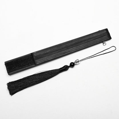 Punk Rave Delaney Elegant Hand Fan adorned with a distinctive skull charm, perfect for stylish gigs and casual outings.