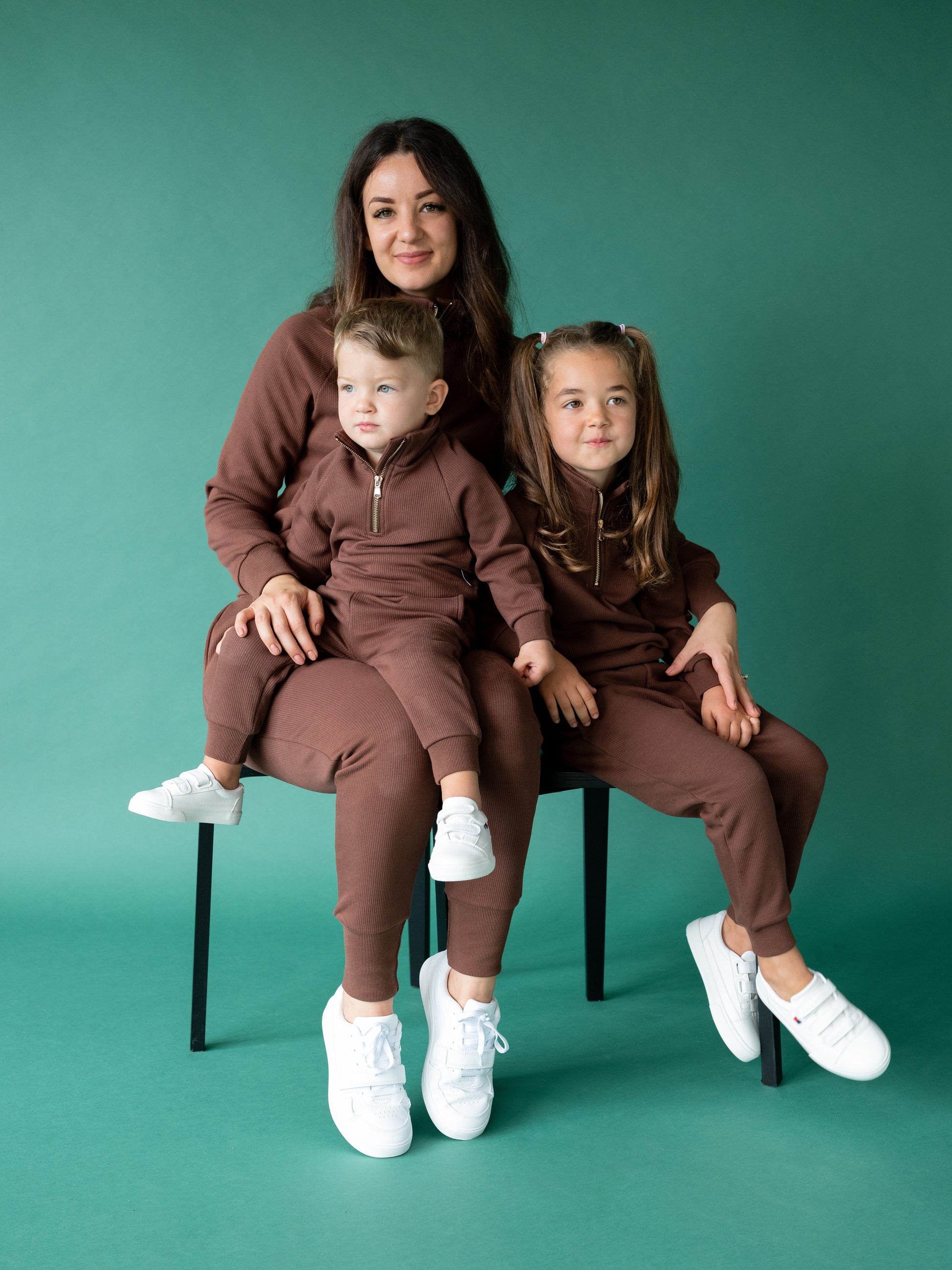 Luxury walnut ribbed cotton fleeced tracksuit for adults by DreamBuy, showcasing stylish design with a comfortable fit, ideal for casual and athletic wear.